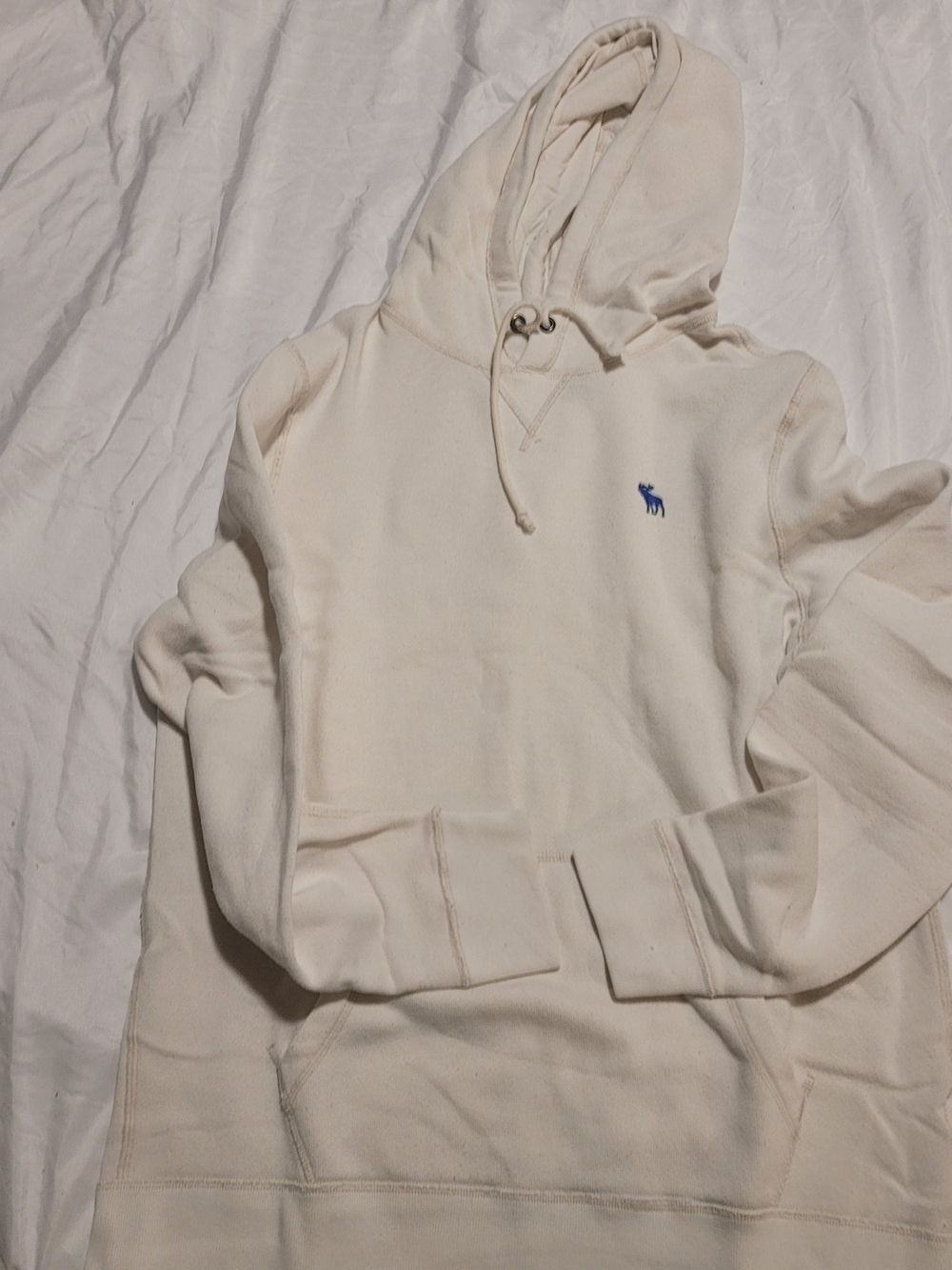 Abercrombie & Fitch Cream Hoodie with Blue Logo